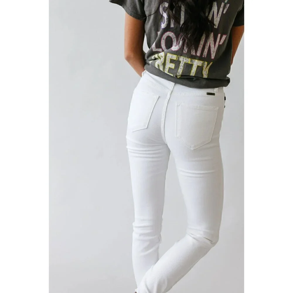 Kancan Roll It Out High Rise Button Fly Skinny in White 0/23
